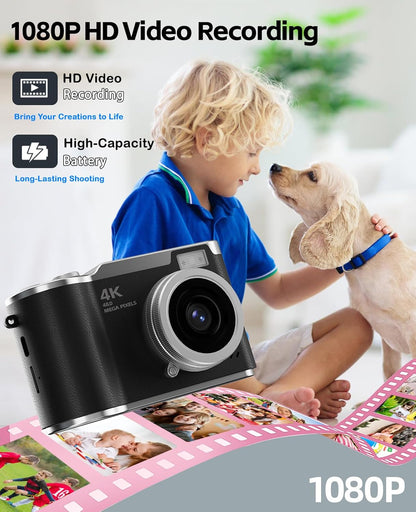 Zoomiko SNAP 4K – 48MP Flip Screen Digital Camera for Kids & Teens