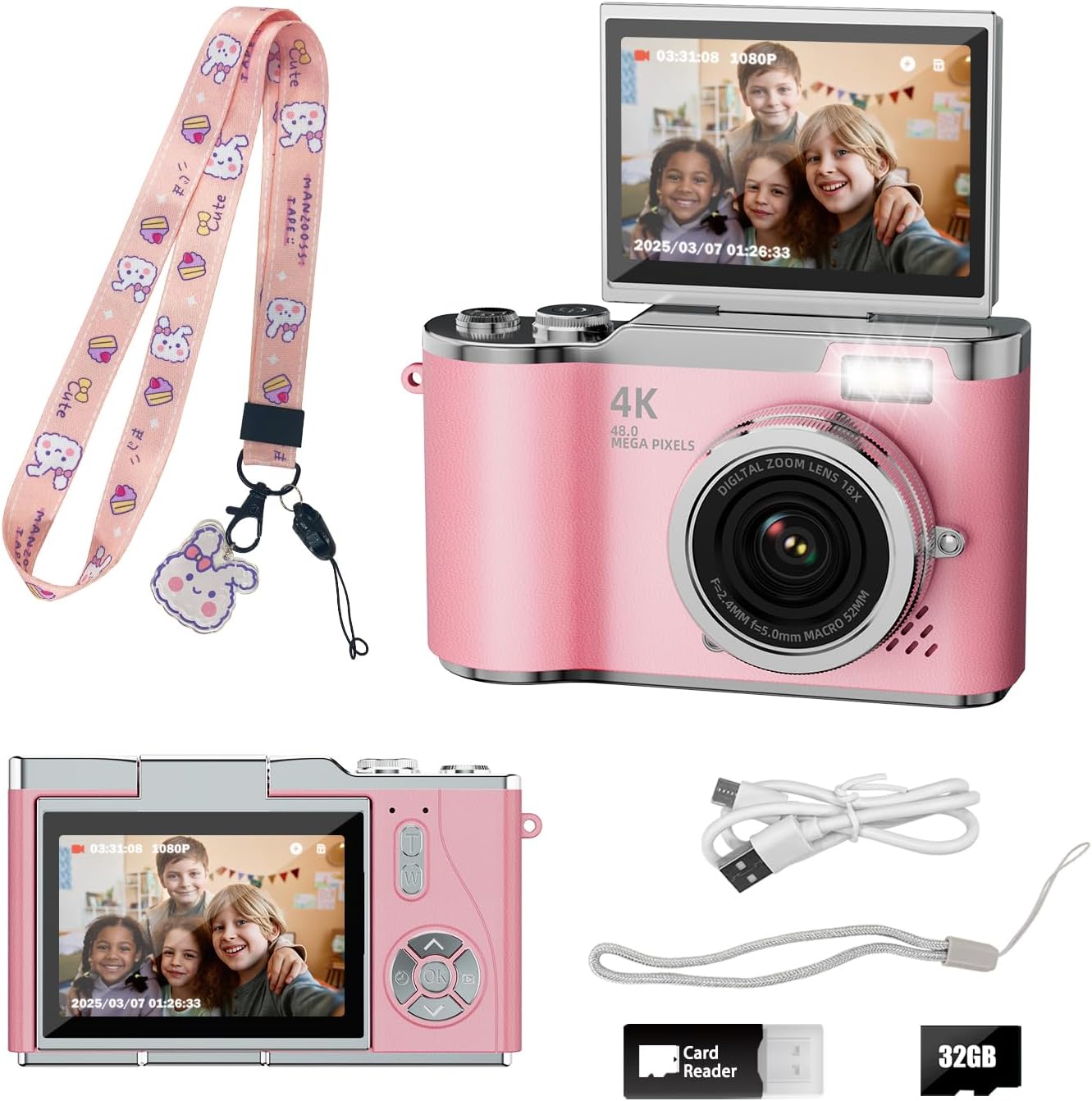 Zoomiko SNAP 4K – 48MP Flip Screen Digital Camera for Kids & Teens