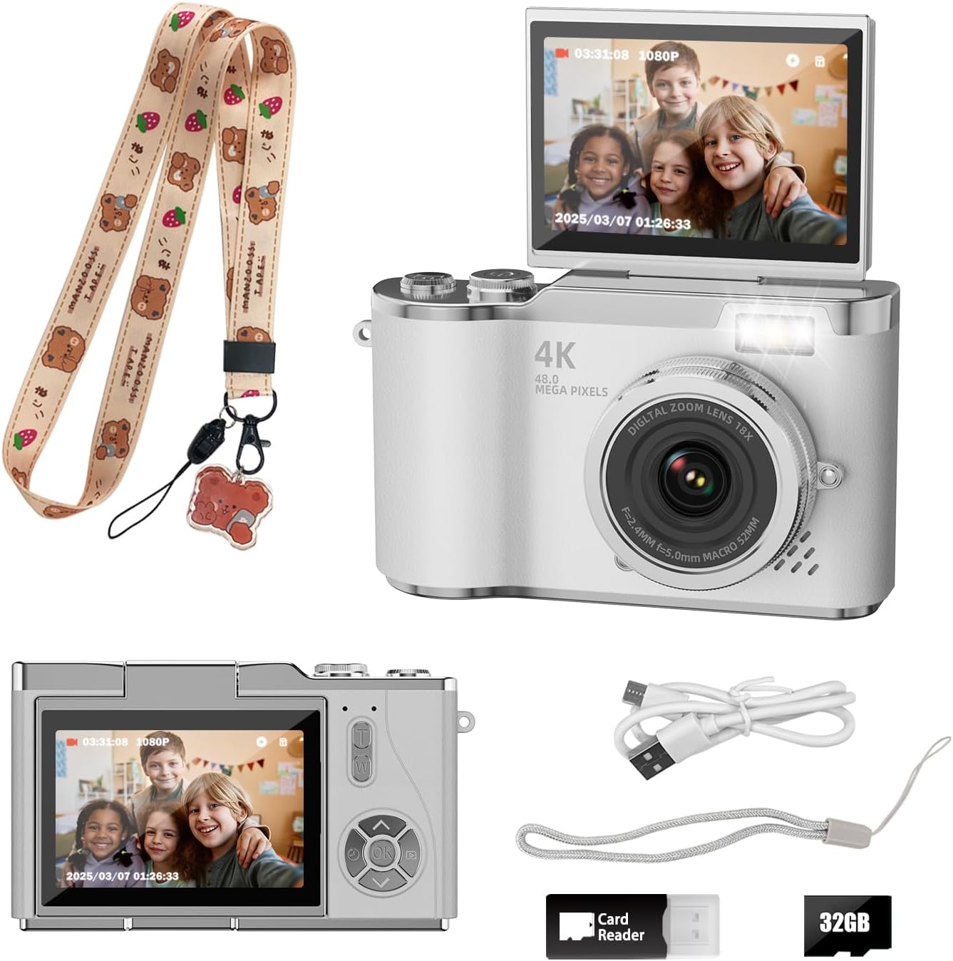 Zoomiko SNAP 4K – 48MP Flip Screen Digital Camera for Kids & Teens