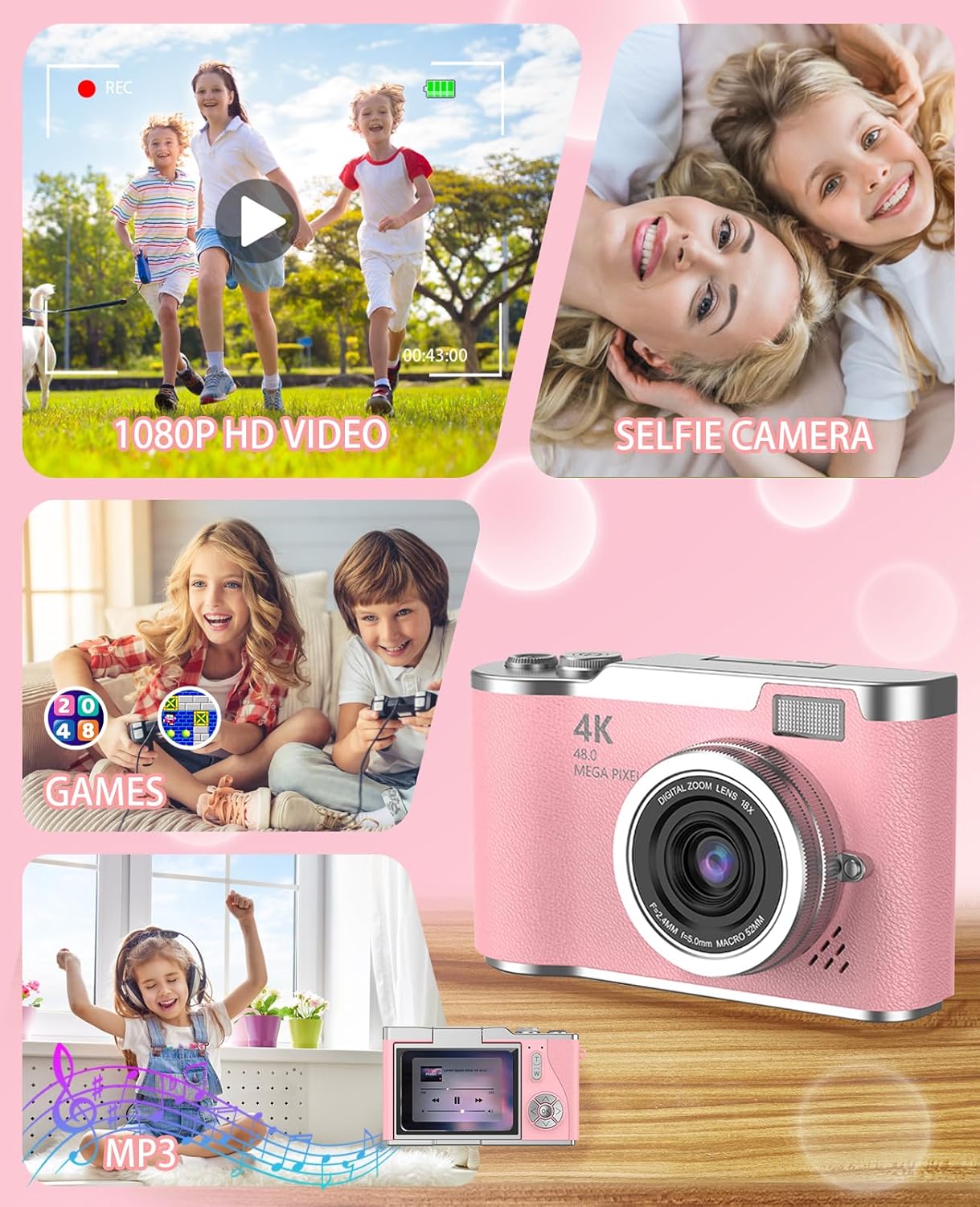 Zoomiko SNAP 4K – 48MP Flip Screen Digital Camera for Kids & Teens